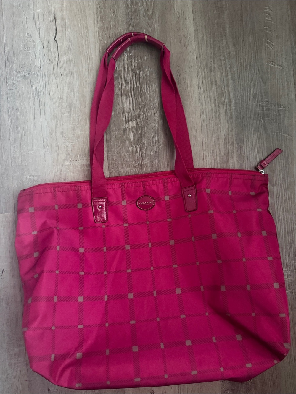 Coach Getaway  Fuchsia Plaid Tote Bag